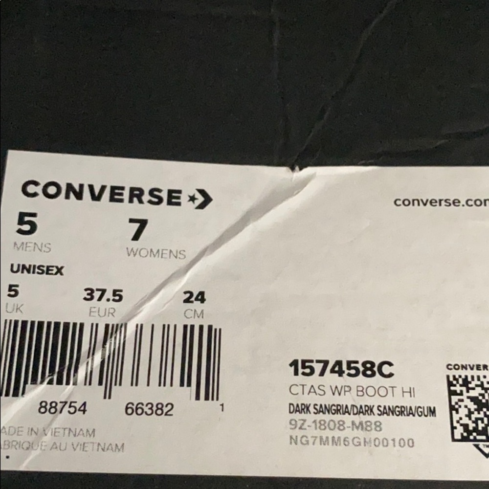 Converse Ctas WP Boot HI Dark Sangria W AUTHENTIC - Picture 8 of 9